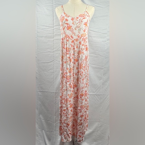 SO Dresses & Skirts - (M) SO Peach Floral Spaghetti Strap Stretch Skirt Maxi Dress